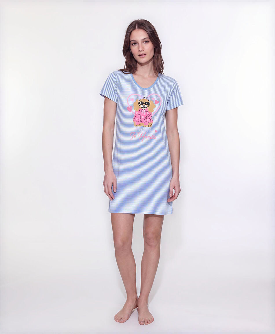 Camisa de dormir mujer rayas dog