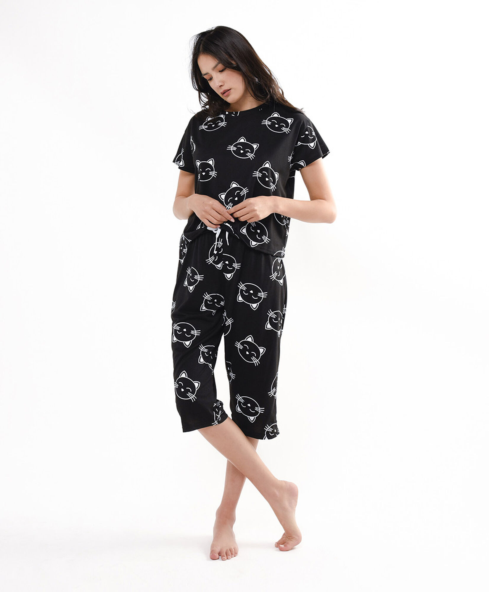 Pijama mujer capri cat face Pijama mujer capri cat face