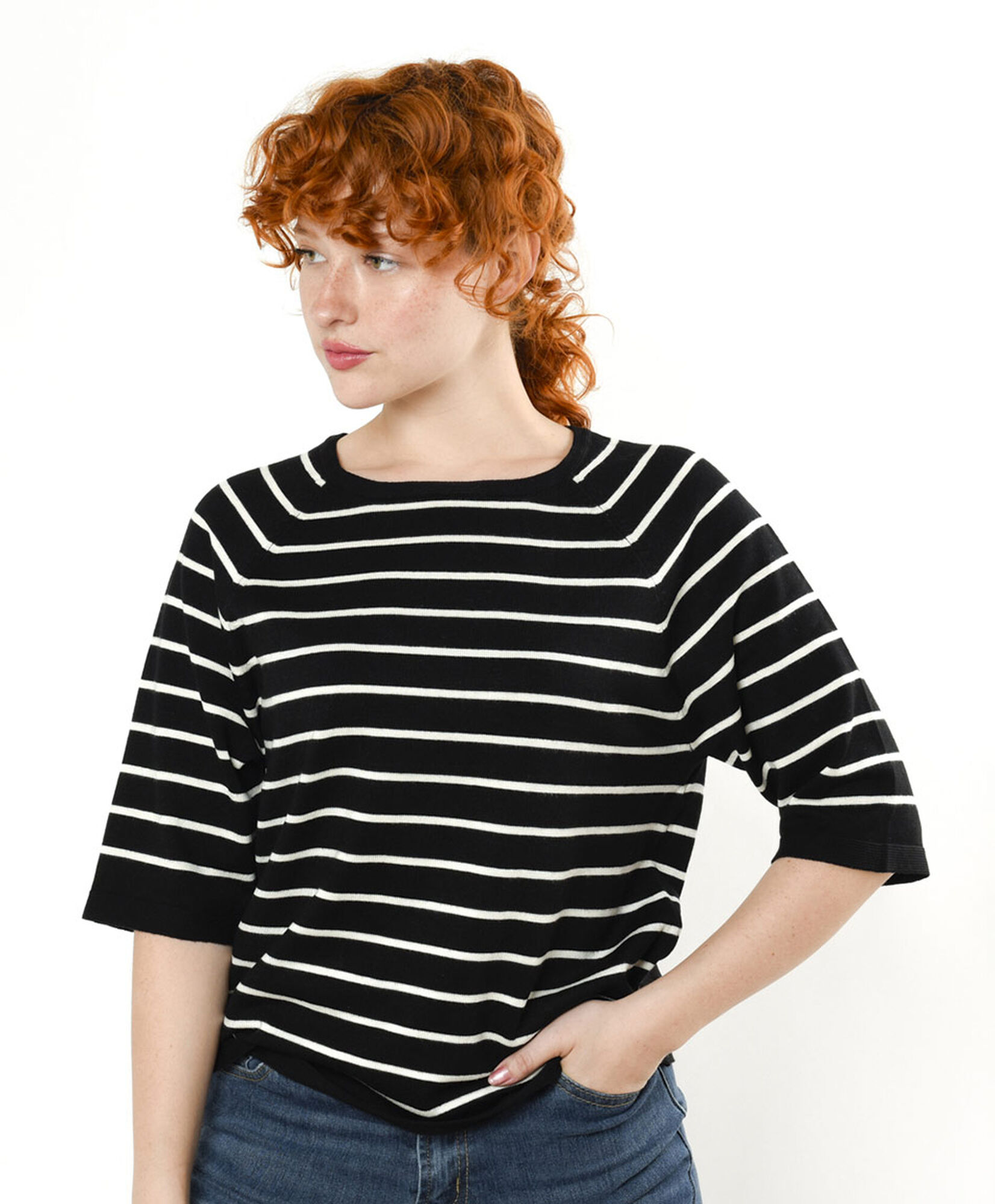 Sweater mujer líneas manga corta Sweater mujer líneas manga corta
