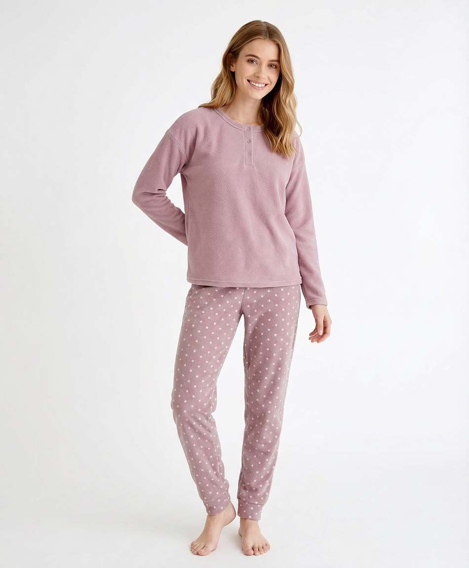 Pijama mujer  top liso botones