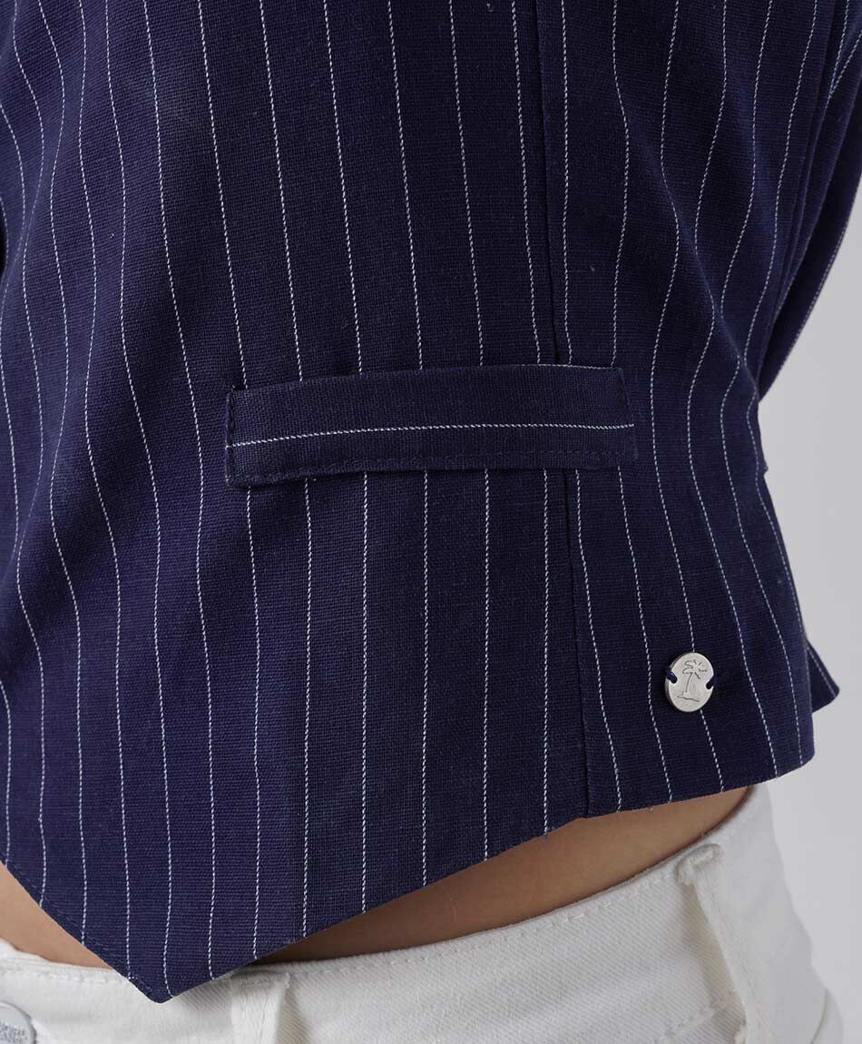 Vest mujer rayas lino