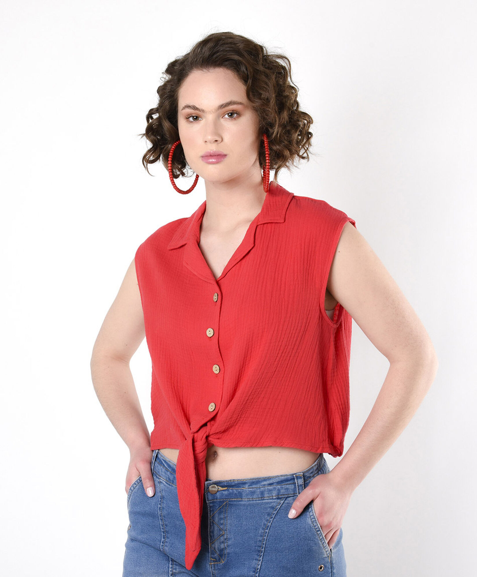 Blusa mujer roja lazo Blusa mujer roja lazo