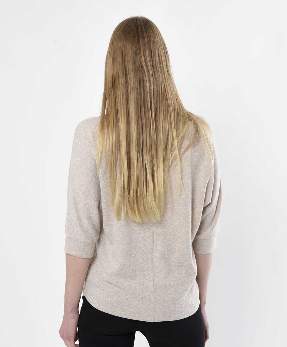 Polera mujer texto perlas y brillos