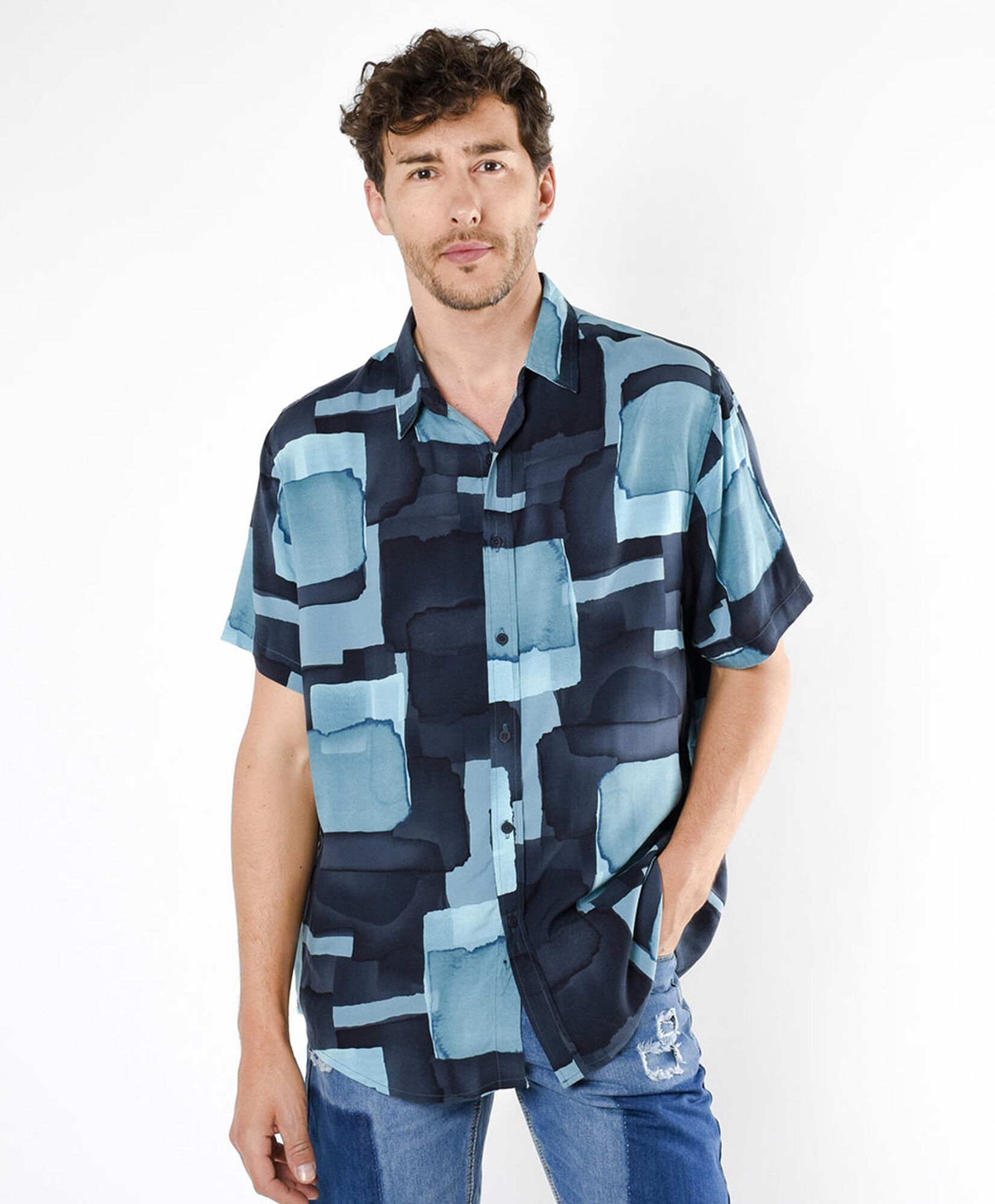 Camisa hombre pintura azul Camisa hombre pintura azul