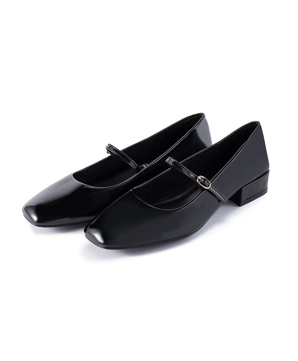 Zapato mujer negro charol correa