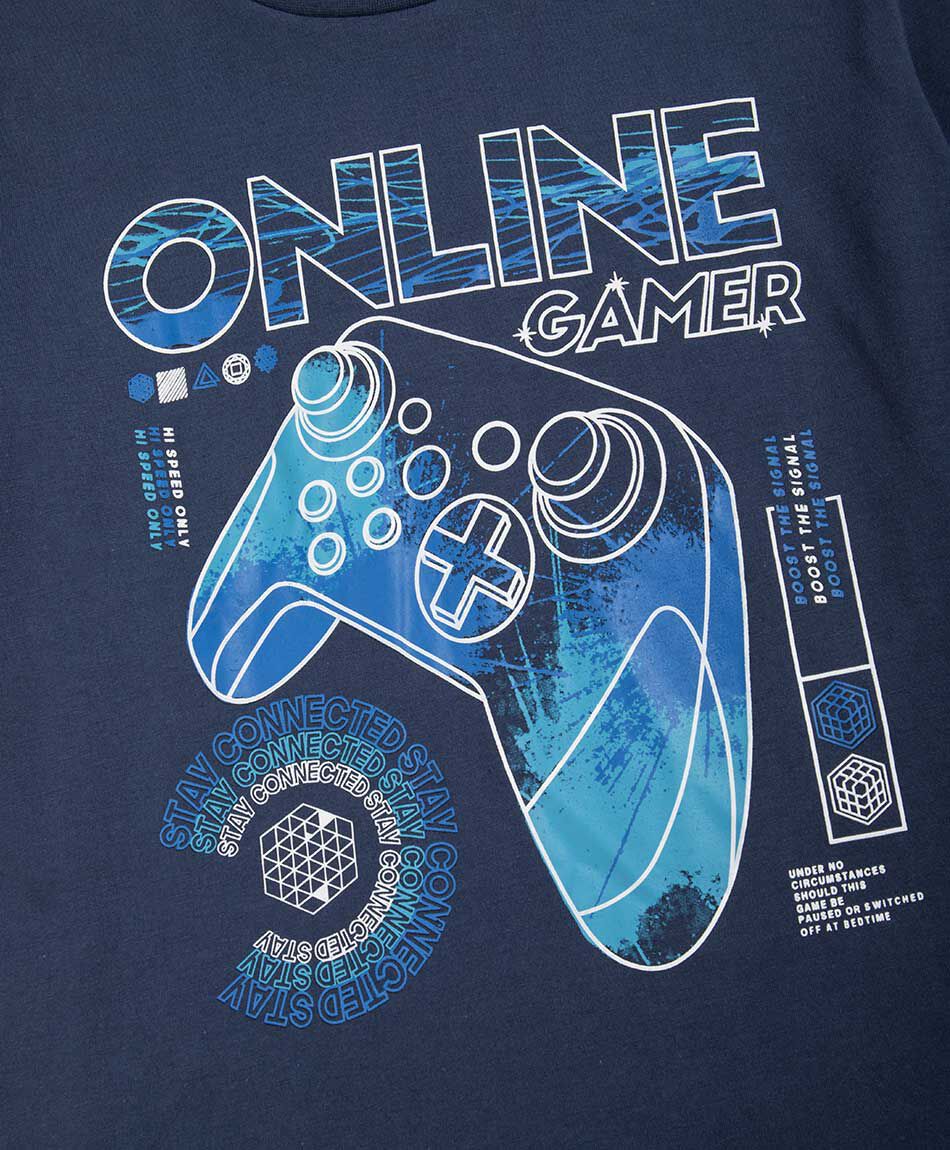 Polera ni&ntilde;o estampado gamer