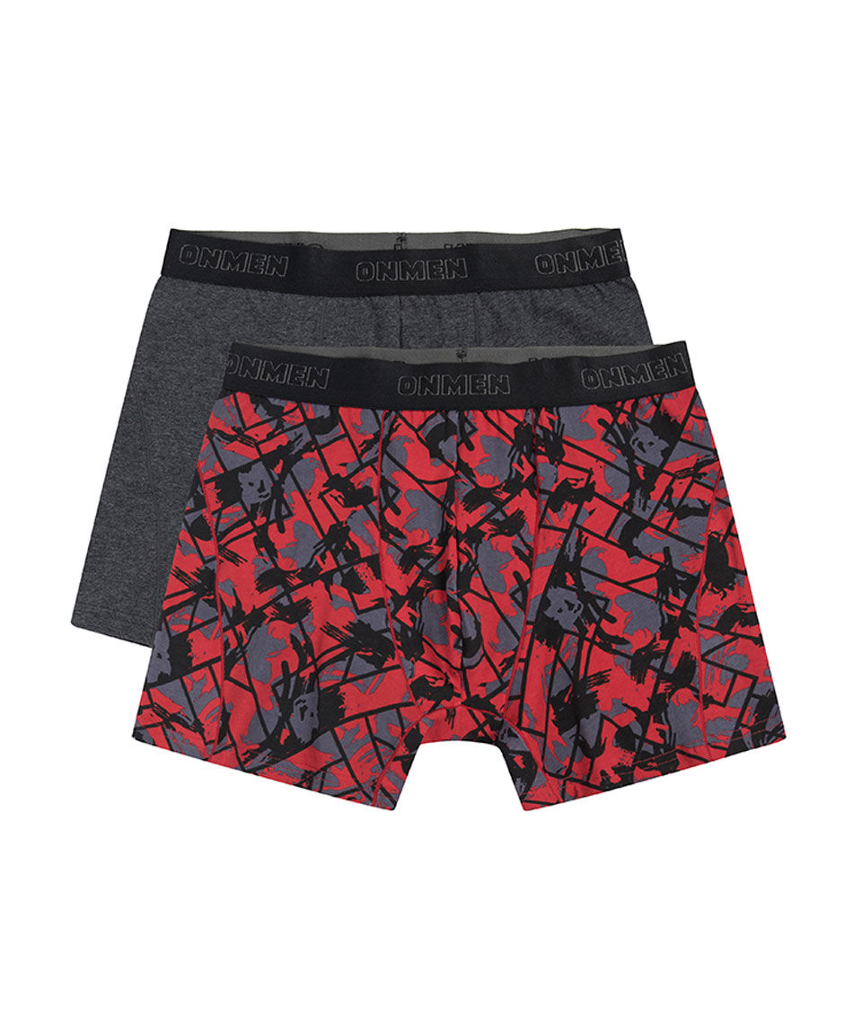 Pack 2 boxer hombre rojo gris
