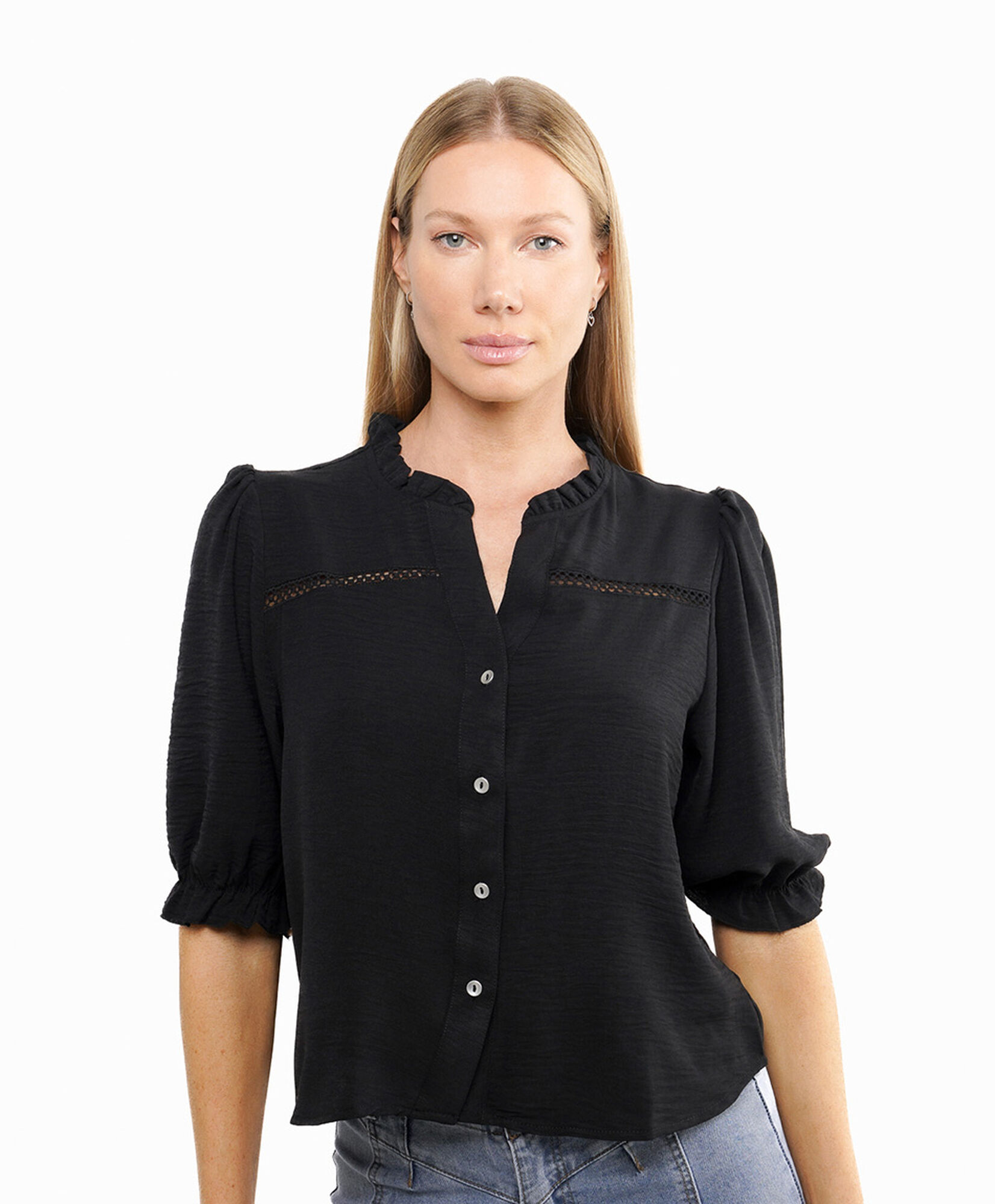 Blusa mujer cuello vuelitos Blusa mujer cuello vuelitos