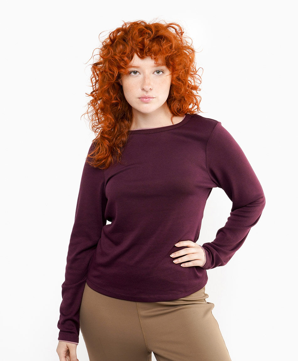 Polera mujer manga larga lisa