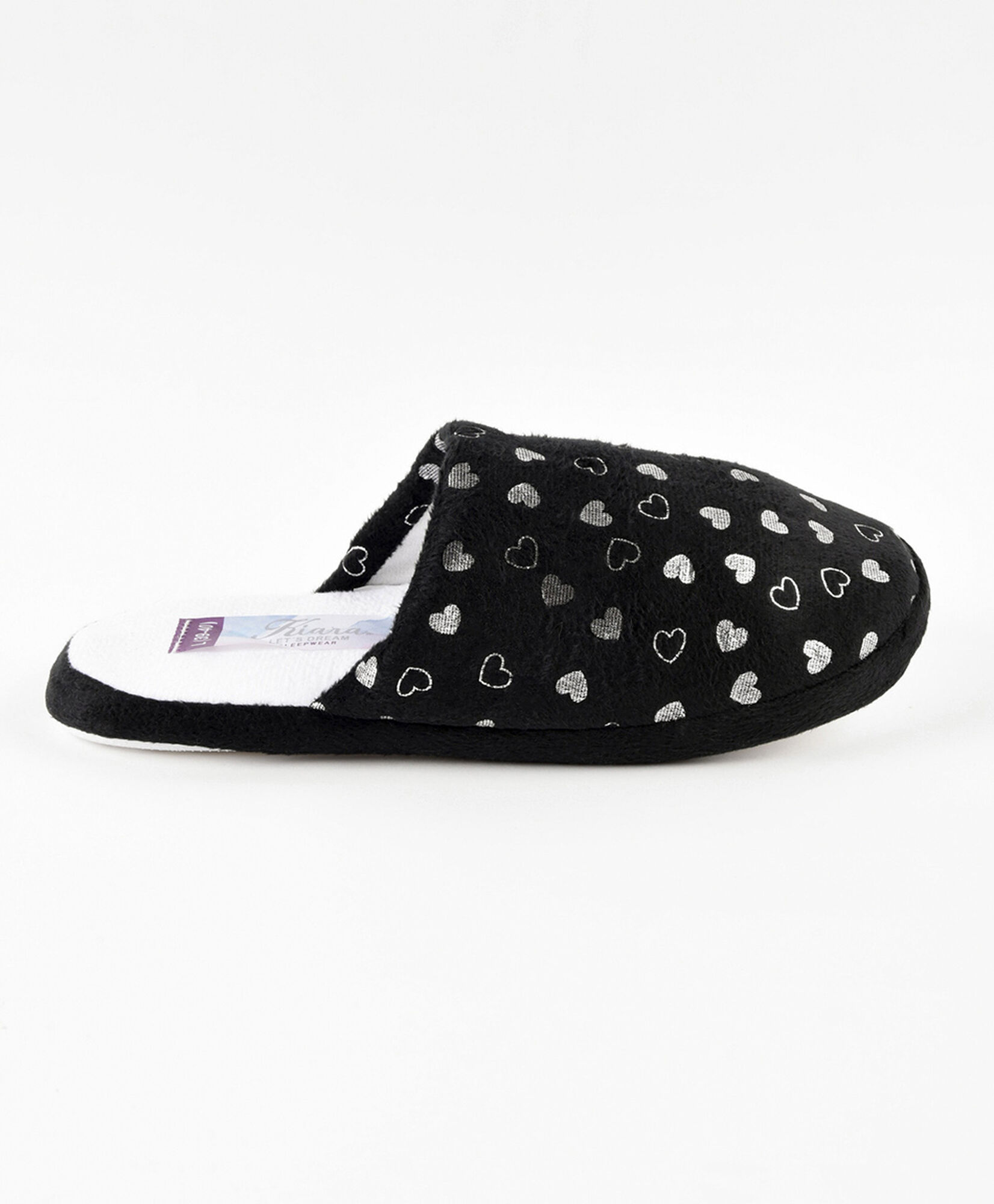 Pantufla mujer corazones plateados Pantufla mujer corazones plateados