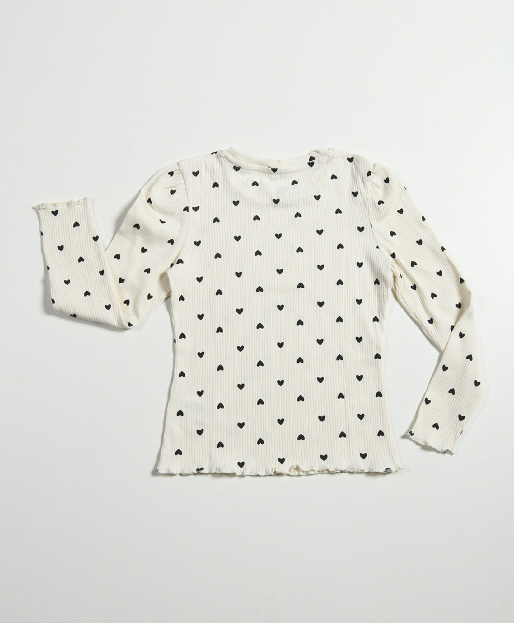 Polera niña corazones acanalada Polera niña corazones acanalada