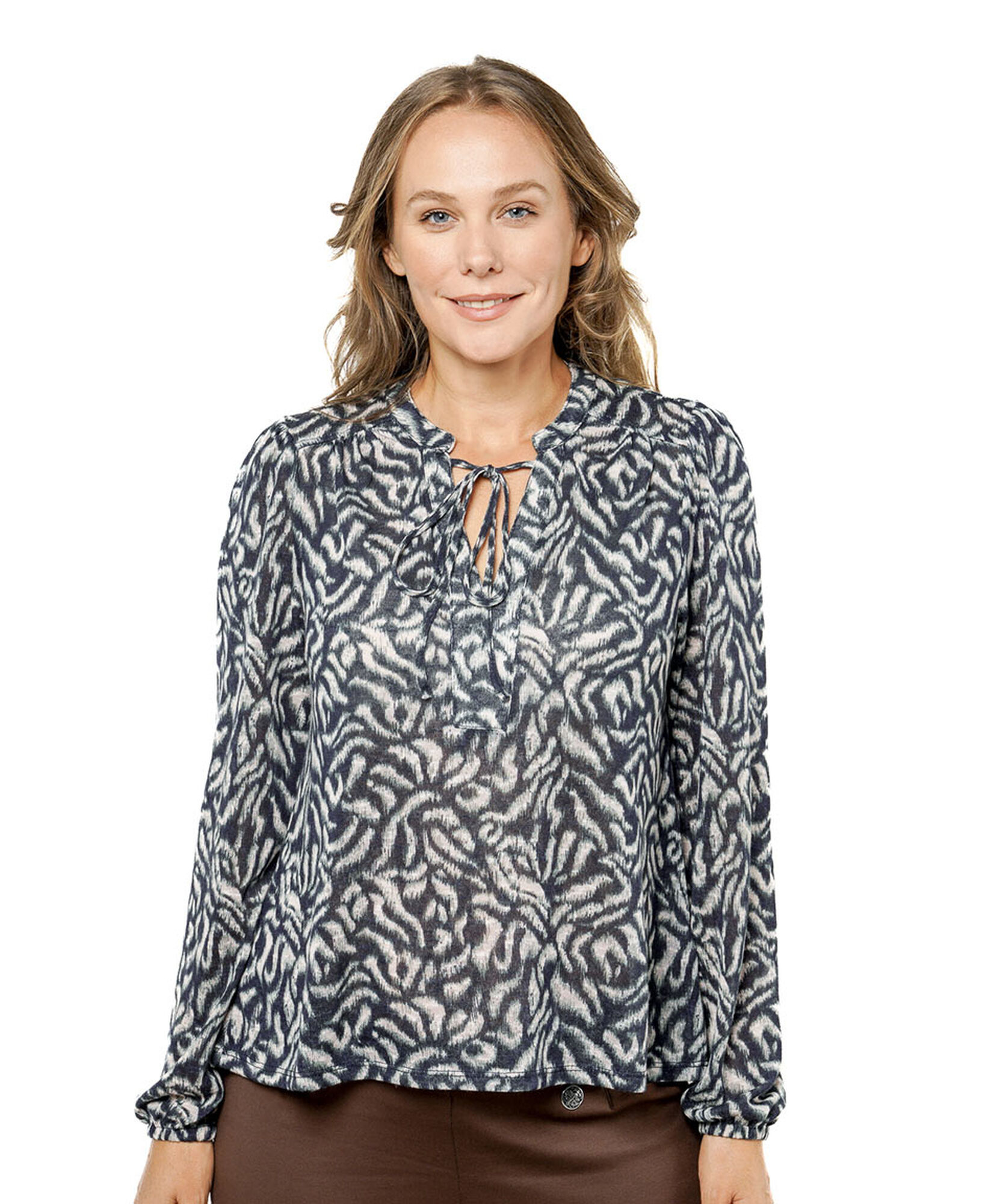 Polera mujer print lazo cuello Polera mujer print lazo cuello