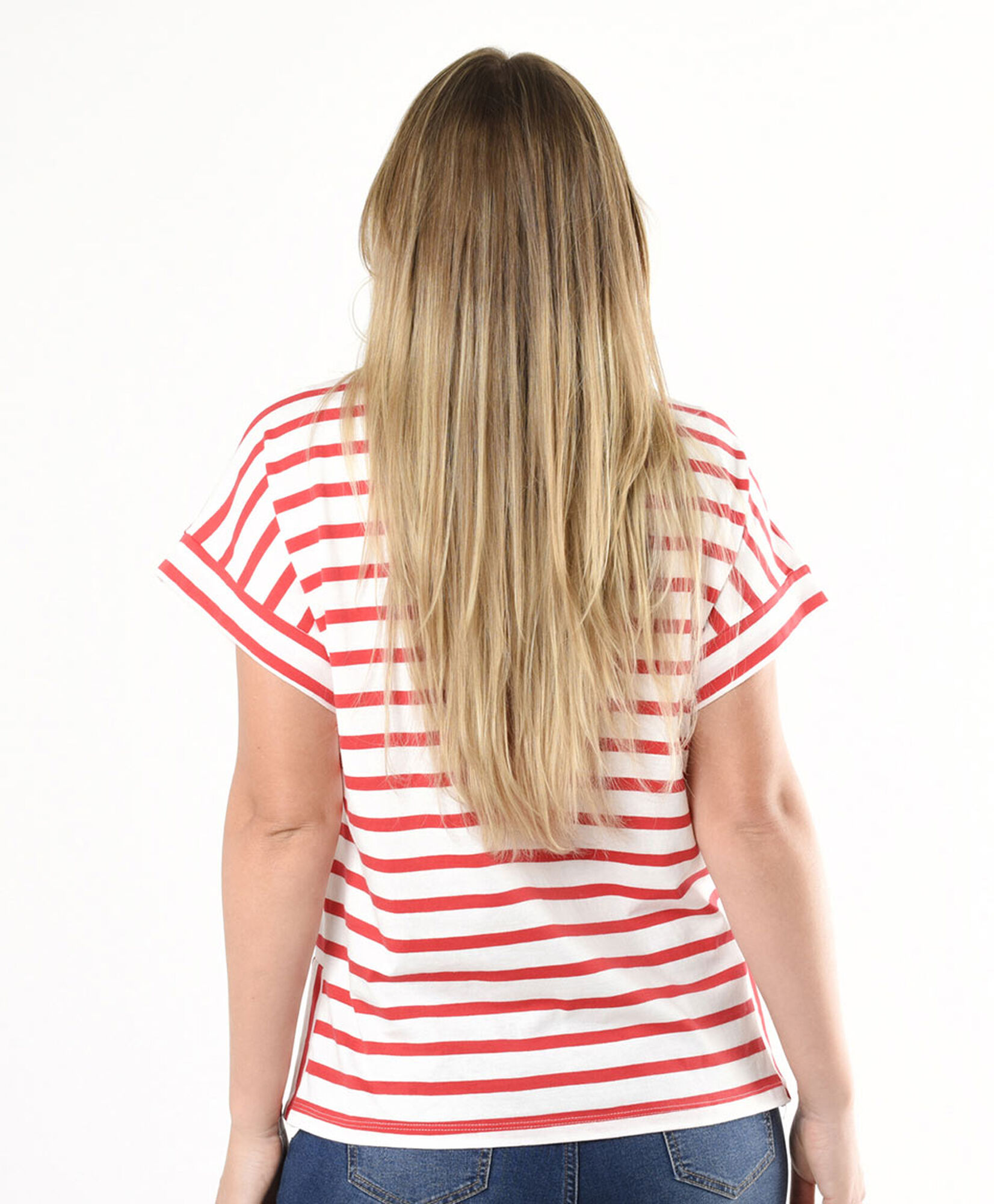 Polera mujer rayas rojas Polera mujer rayas rojas