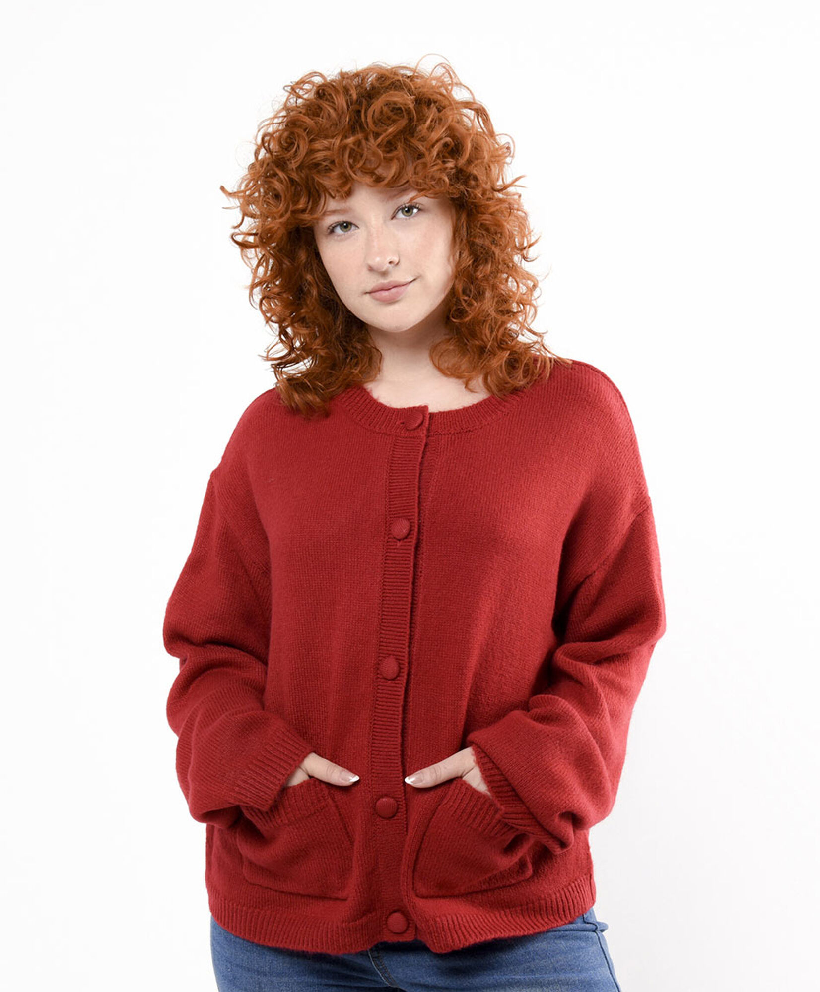 Cardigan mujer rojo bolsillos Cardigan mujer rojo bolsillos