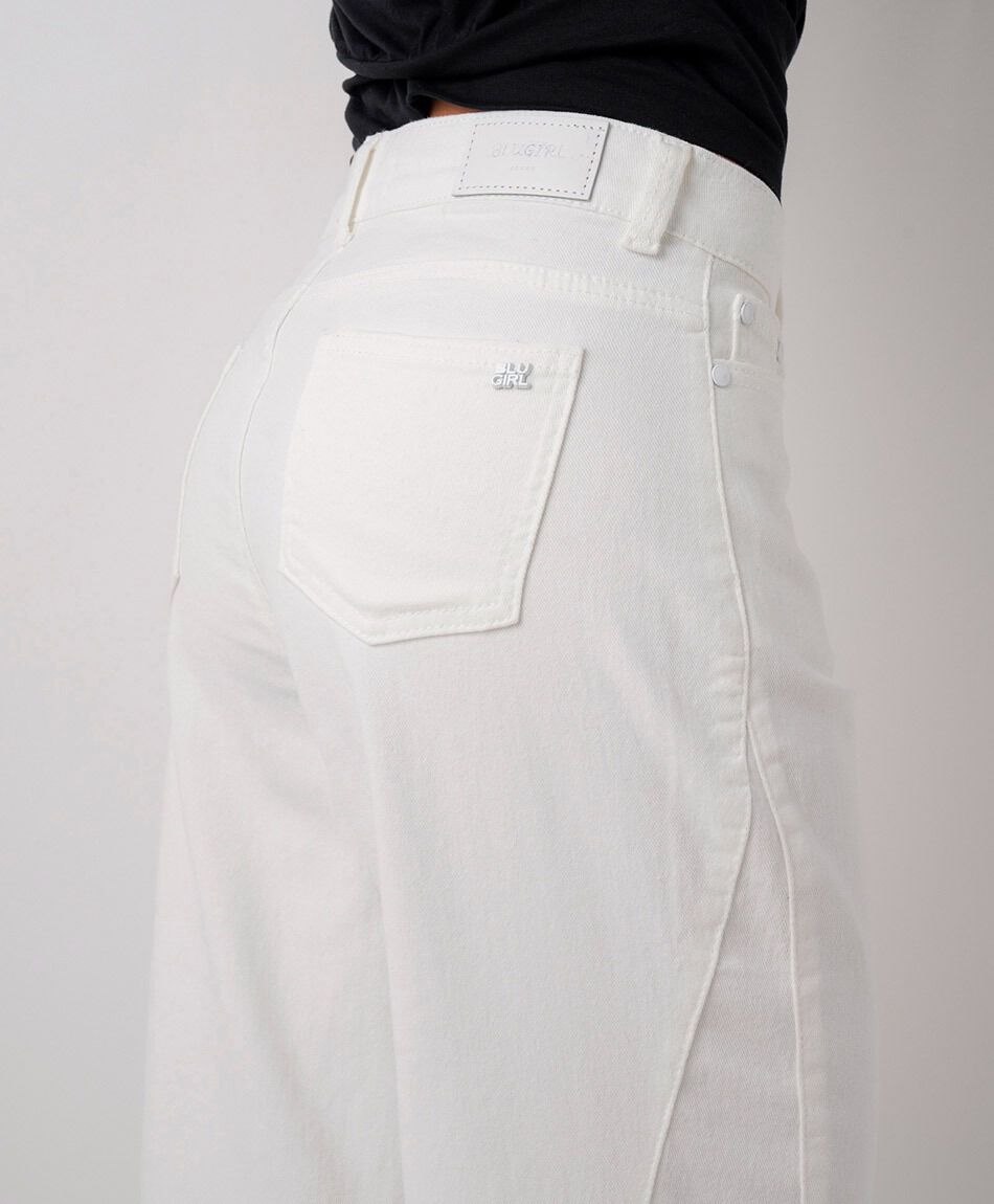 Jeans mujer wide leg blanco