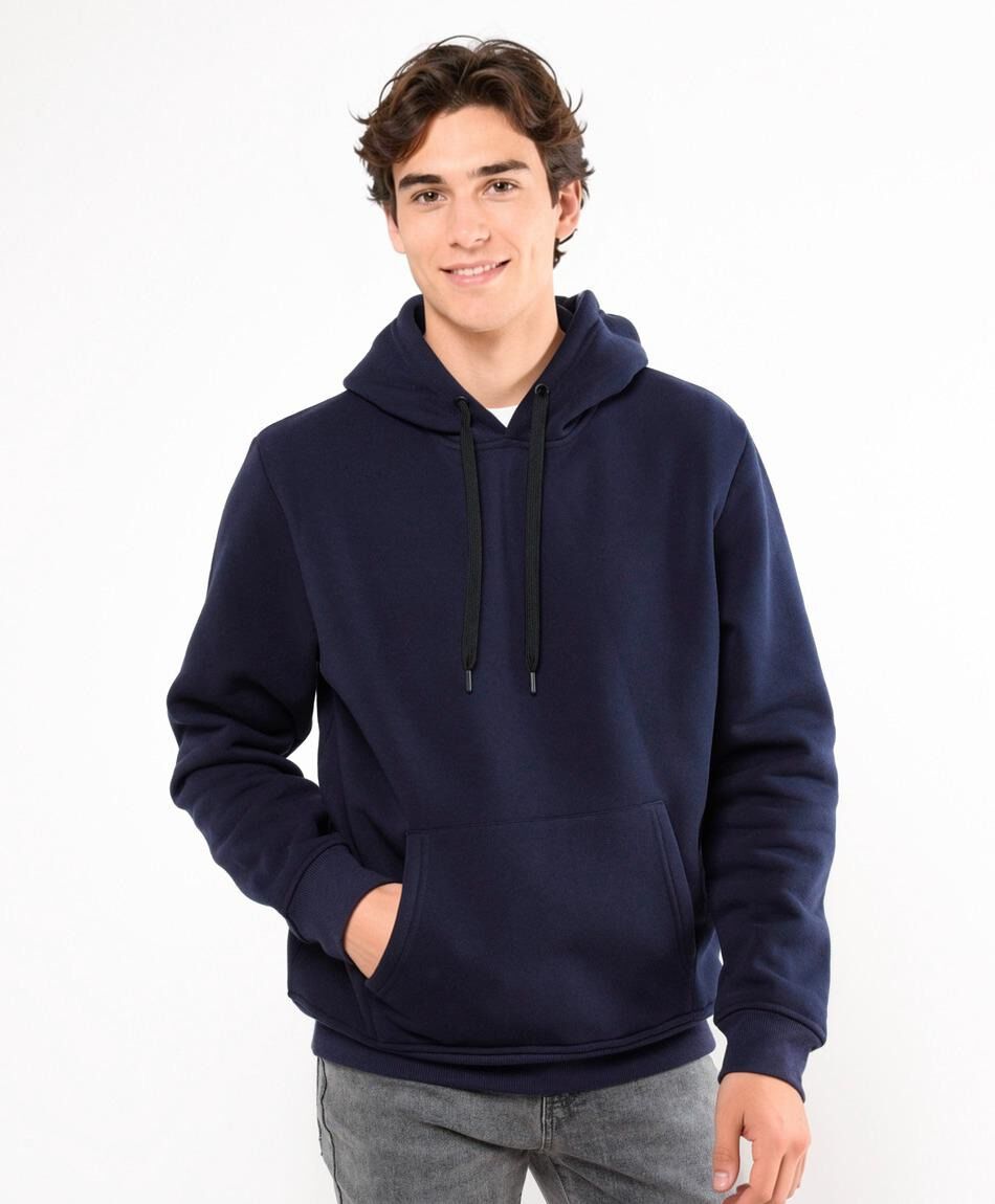 Poler&oacute;n hombre liso capucha