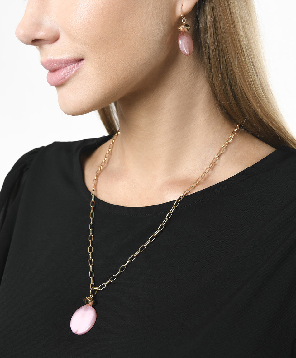 Set collar + aros mujer bicolor 3 piezas