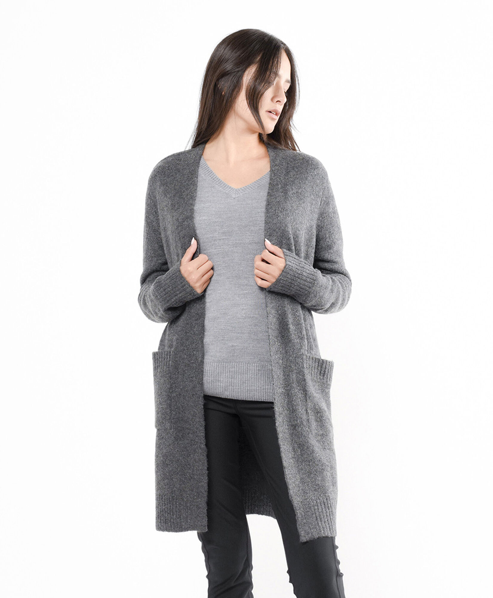 Cardigan mujer largo gris Cardigan mujer largo gris