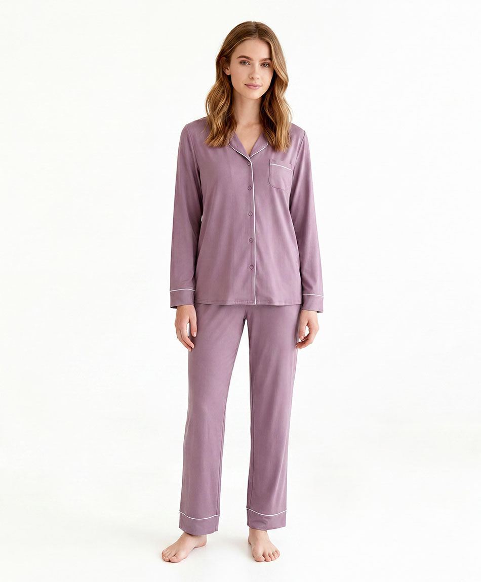 Pijama mujer camisero rosado oscuro
