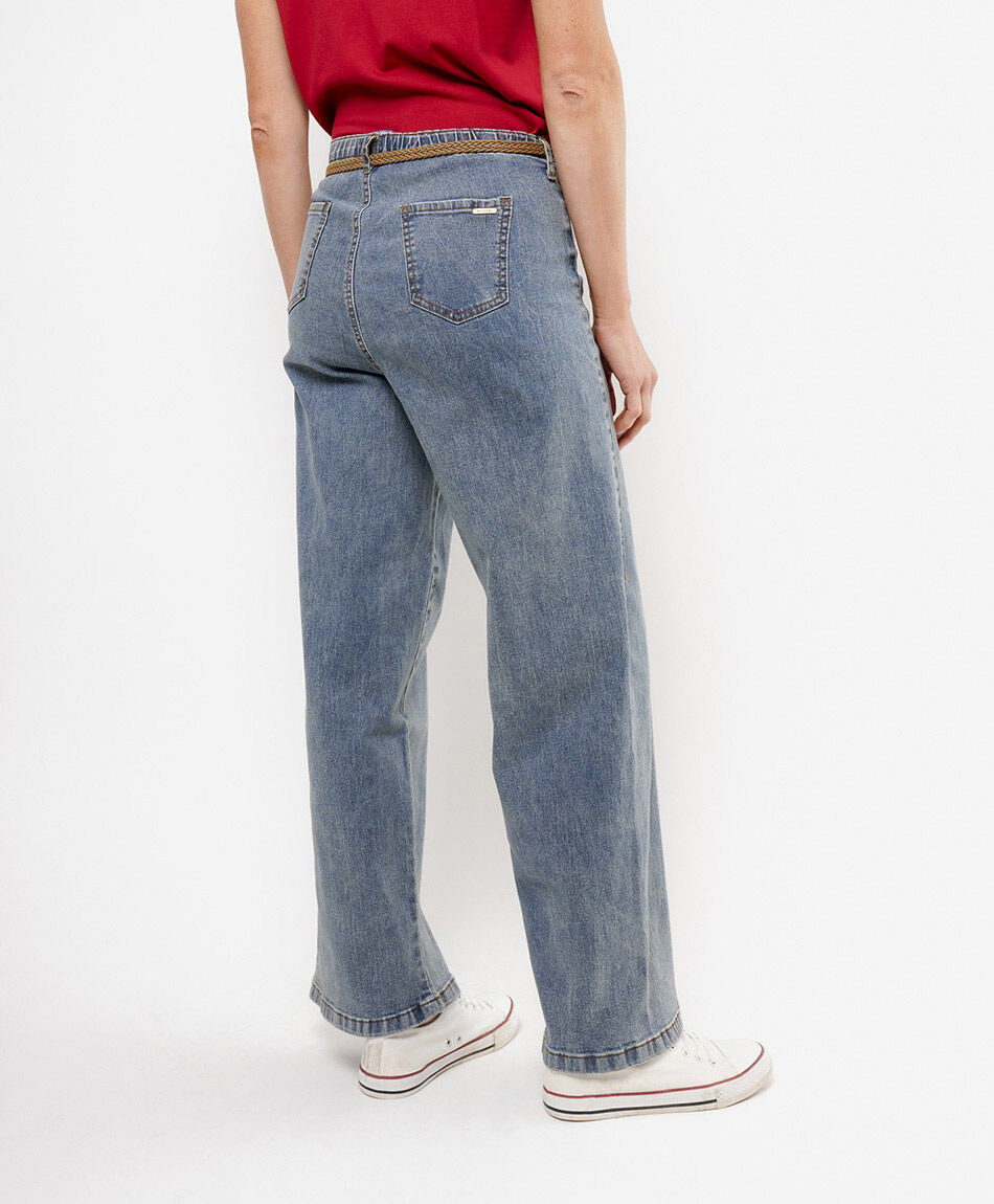 Jeans mujer wide leg cintur&oacute;n