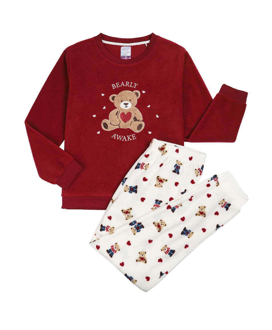 Pijama mujer polar ositos y corazones