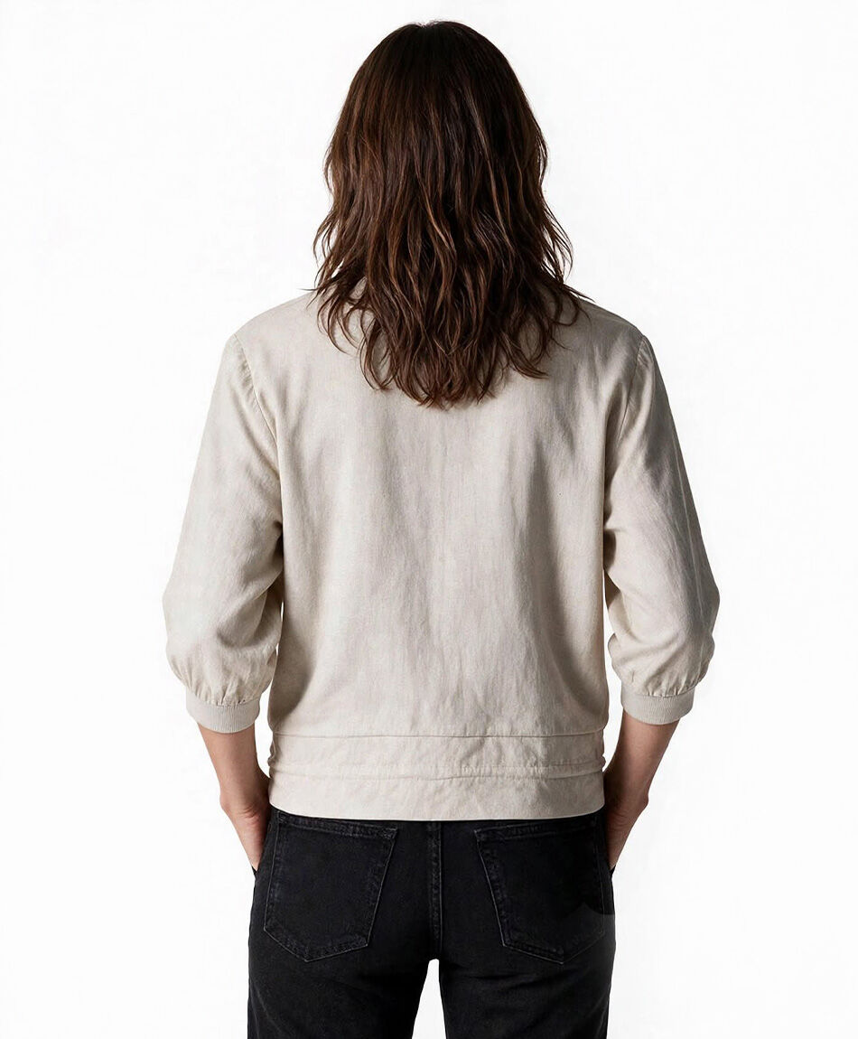 Chaqueta mujer bomber bolsillos lino