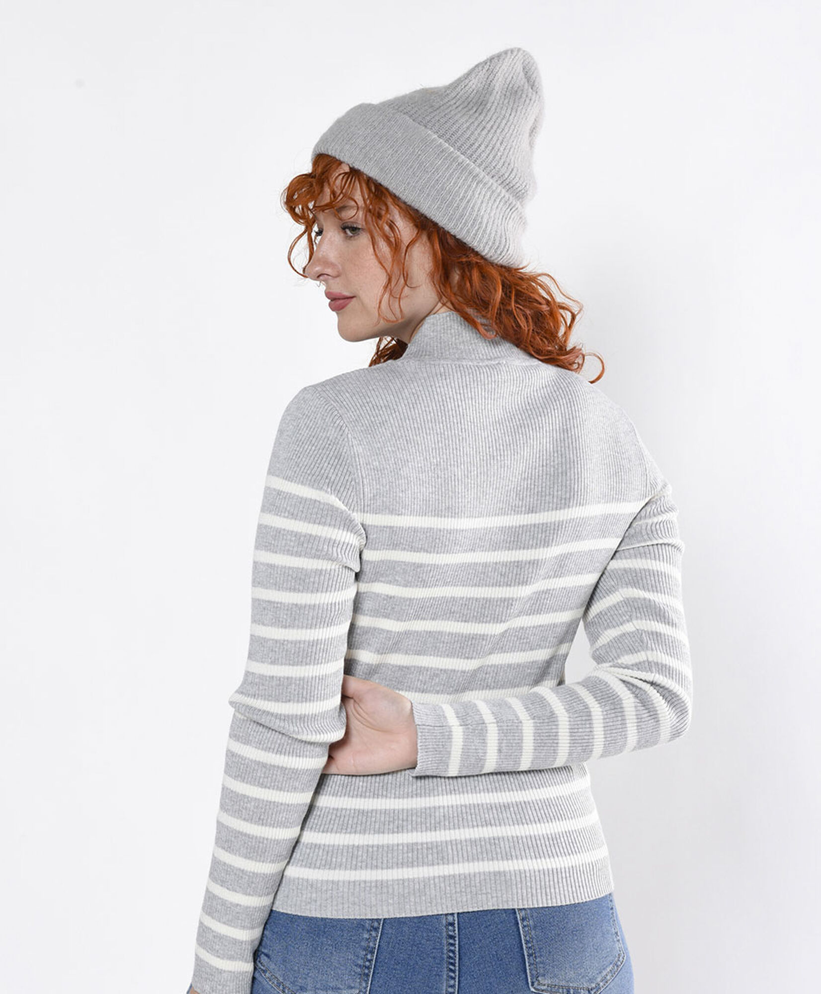 Sweater mujer acanalado líneas ajustado Sweater mujer acanalado líneas ajustado