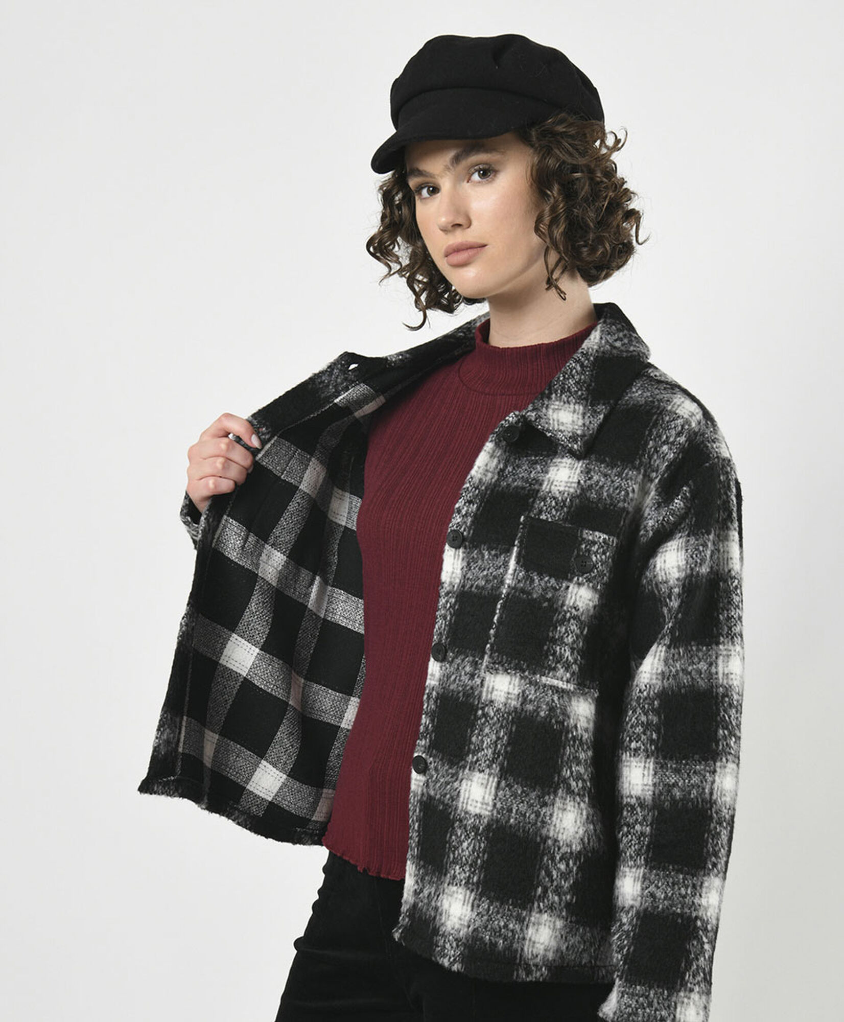 Chaqueta mujer escocesa bolsillos Chaqueta mujer escocesa bolsillos