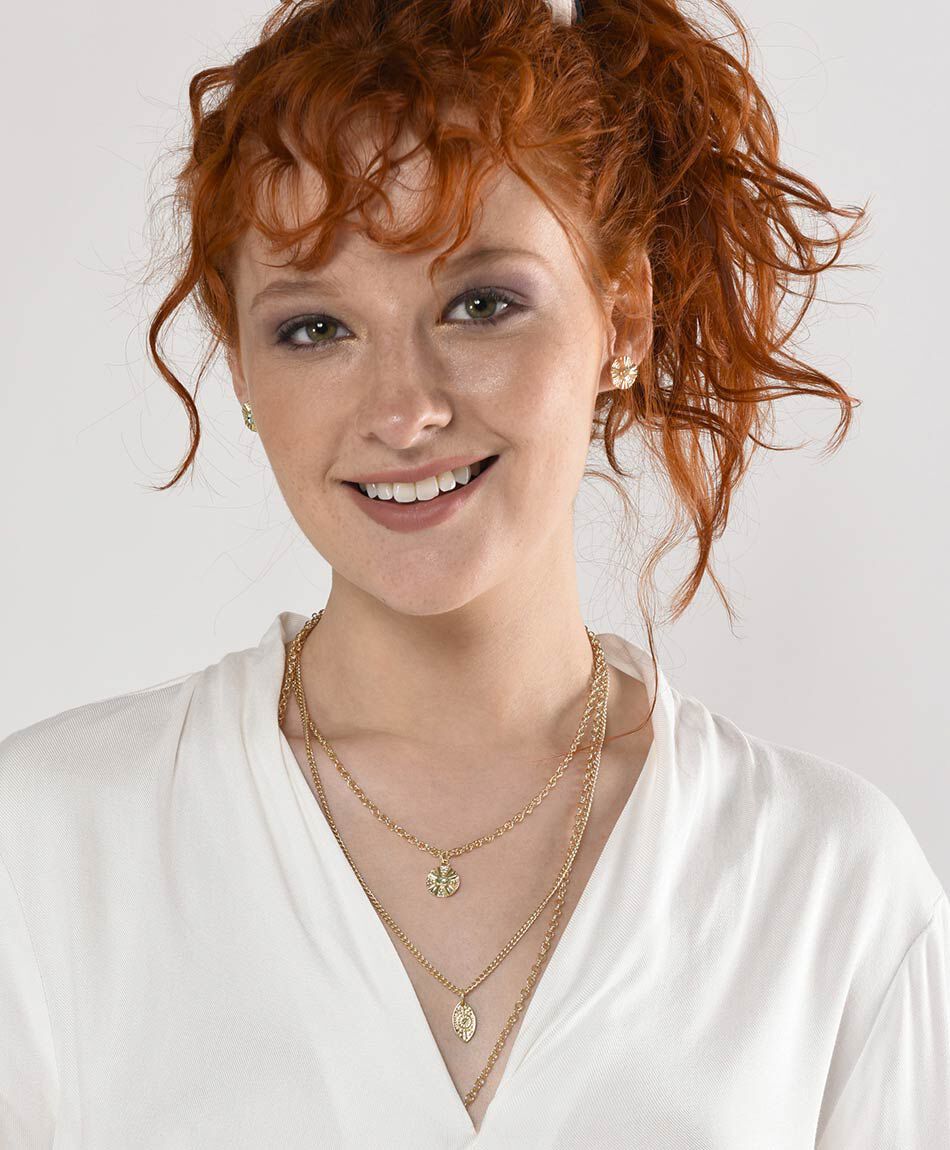 Set collar + aros mujer piedritas 3 piezas