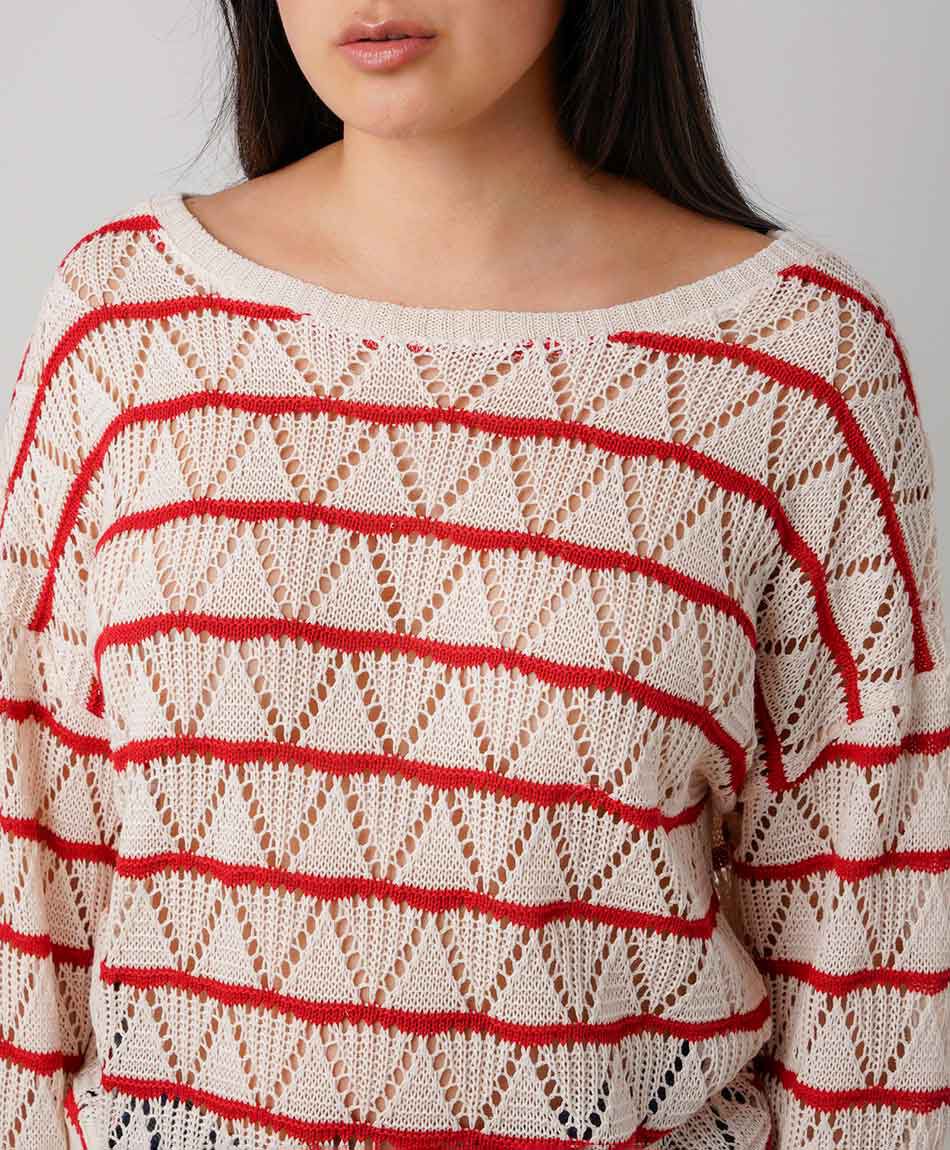 Sweater mujer calado rayas
