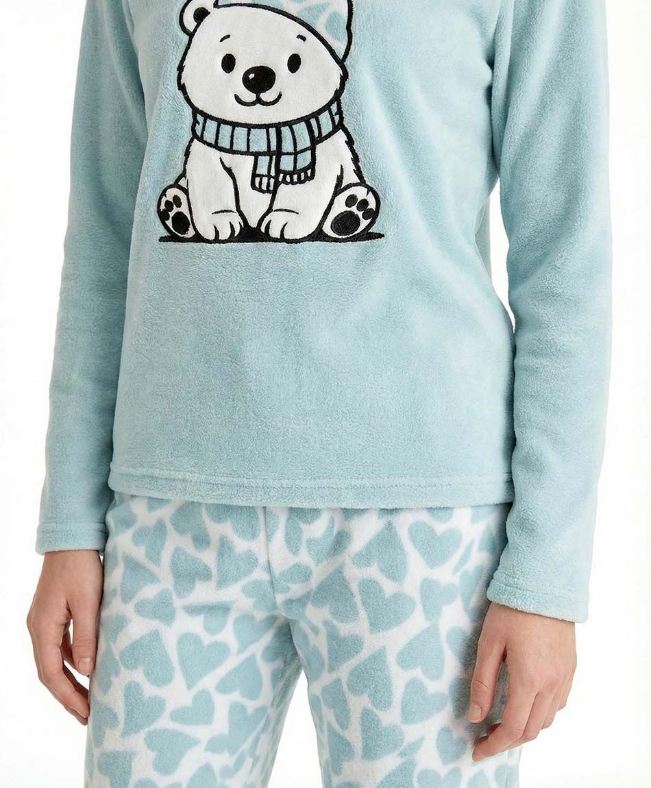 Pack pijama polar + calcetines mujer polar osito