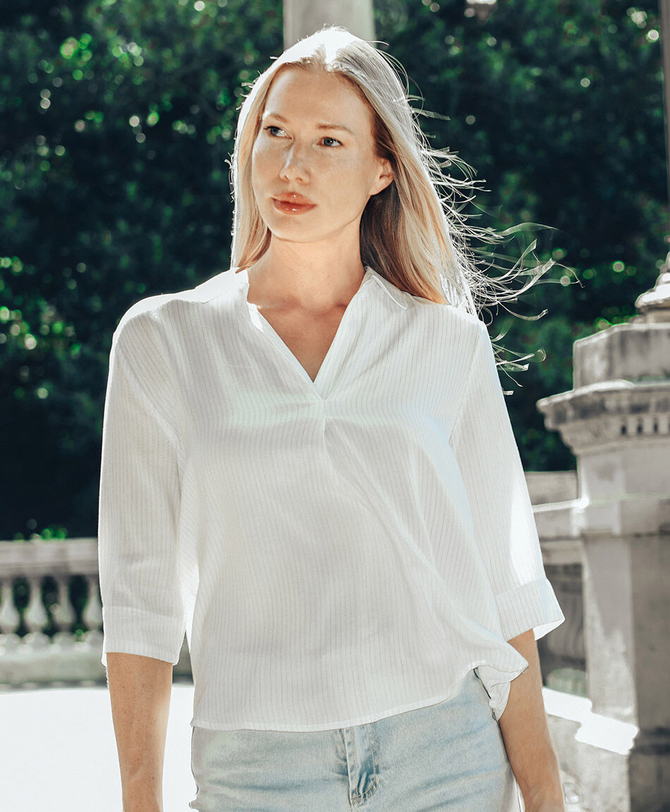 Blusa mujer manga 3/4 rayas