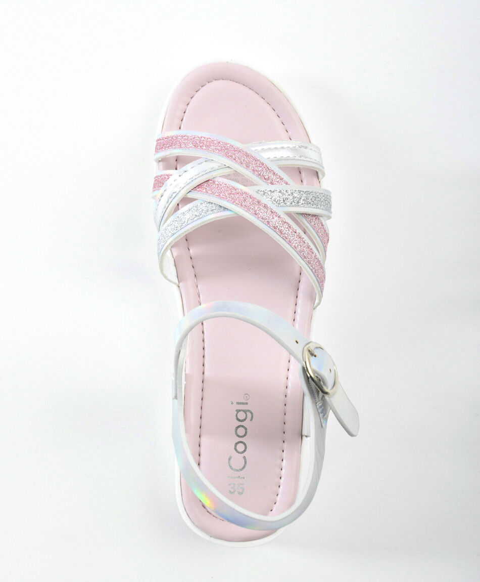 Sandalias ni&ntilde;a iridiscente brillos