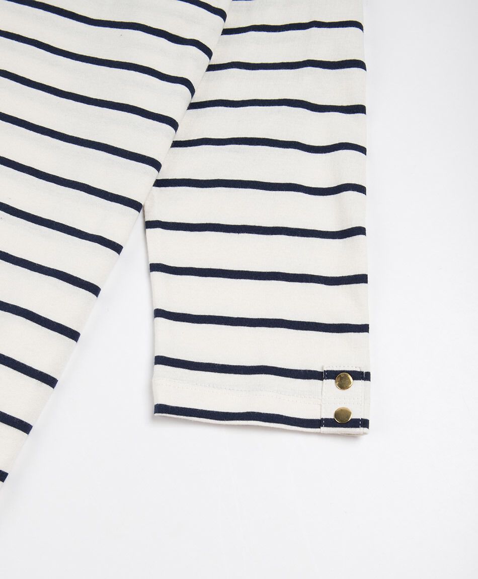 Polera mujer rayas cuello bote