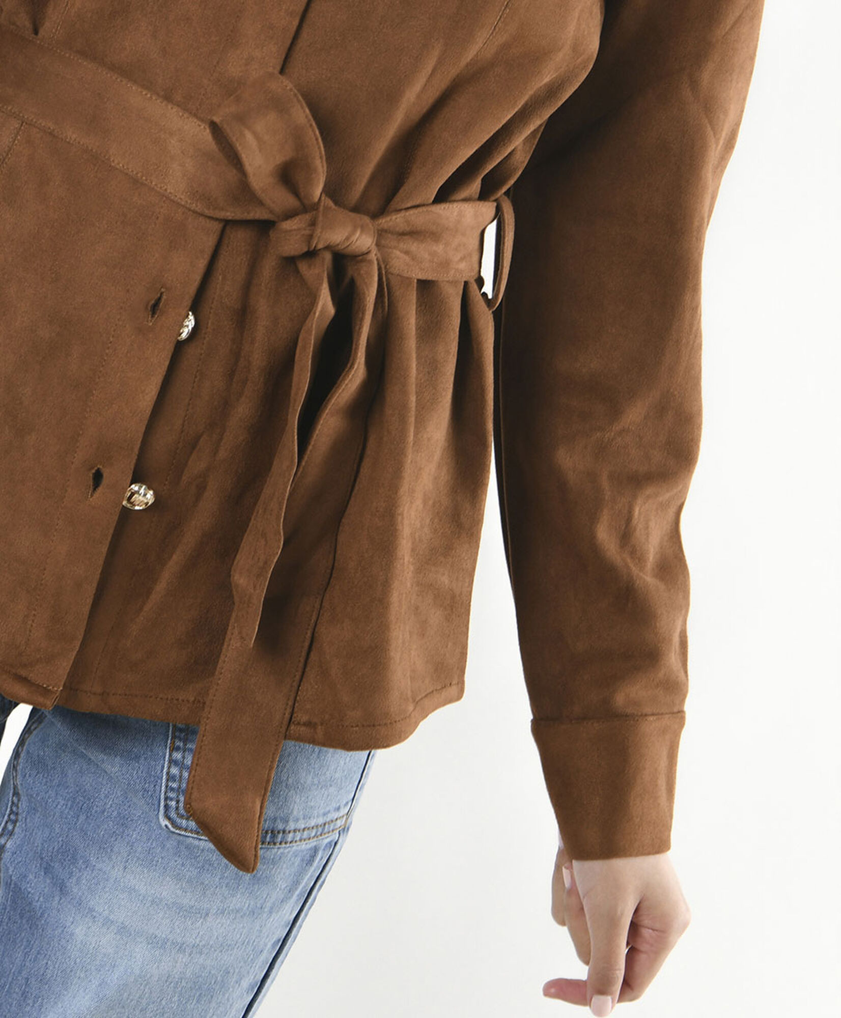 Chaqueta mujer suede lazo café Chaqueta mujer suede lazo café
