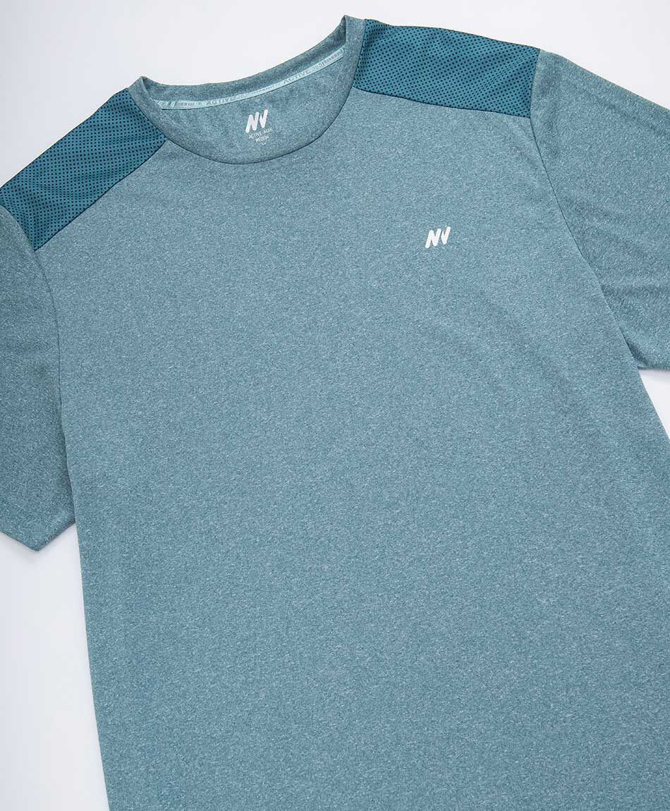Polera deportiva hombre melange turquesa