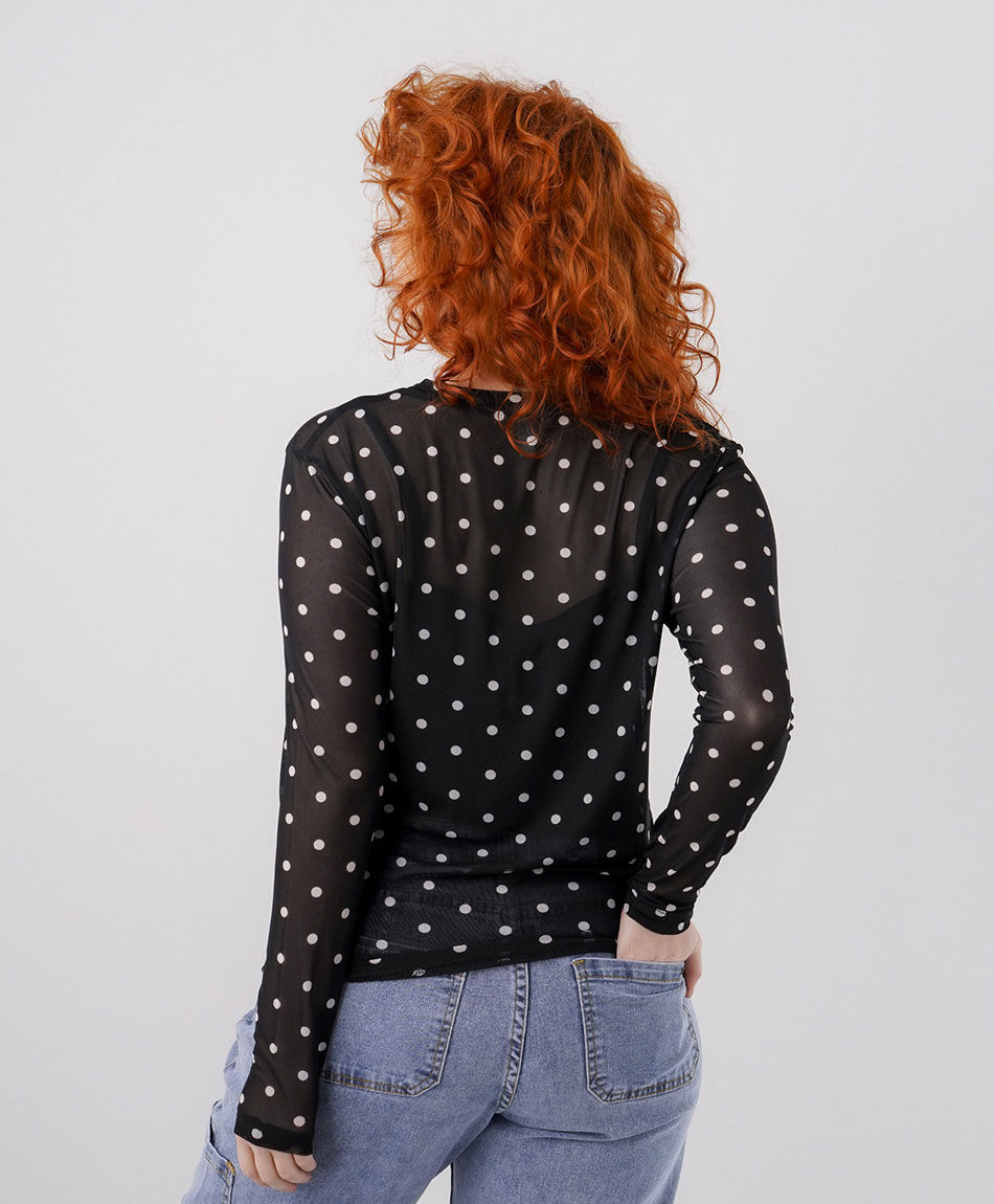 Polera mujer mesh puntos