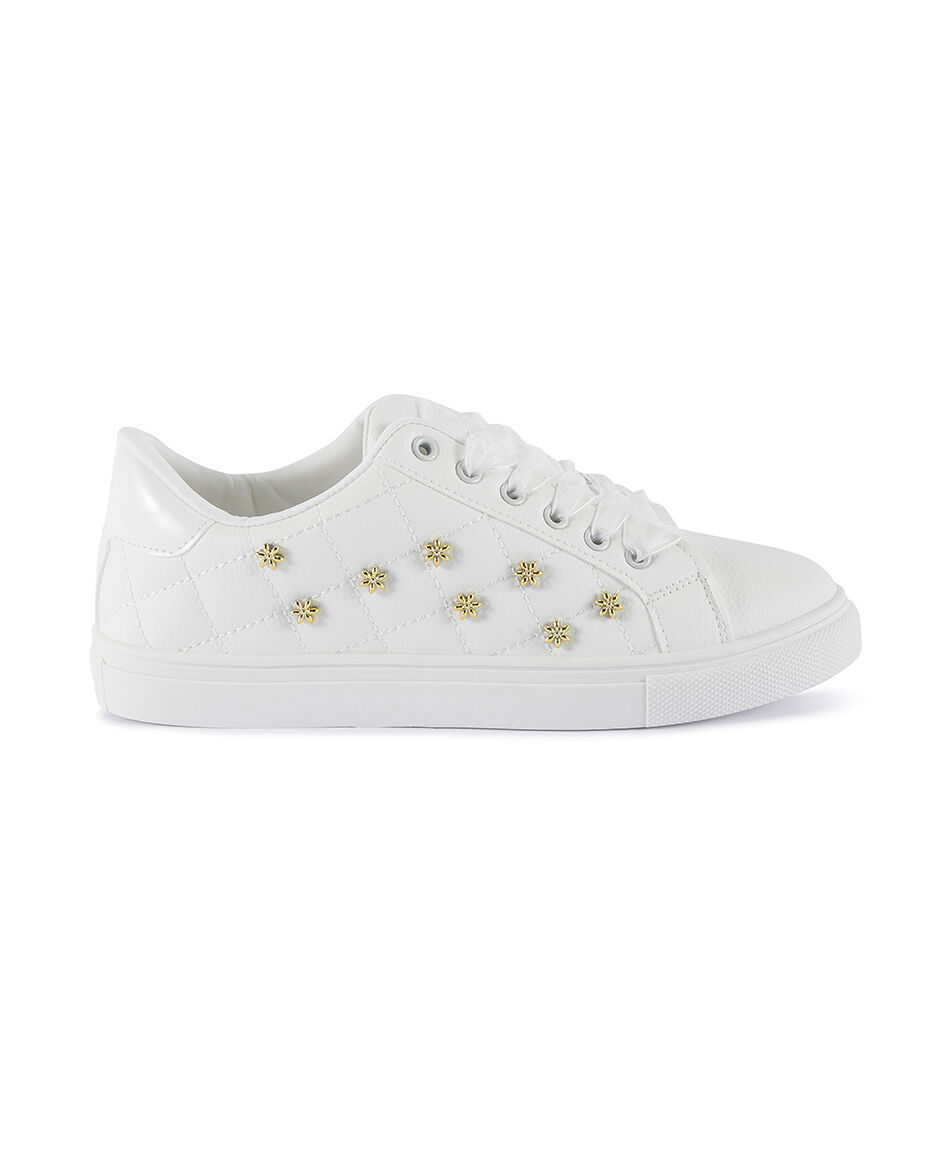 Zapatilla mujer blanca cordones cinta