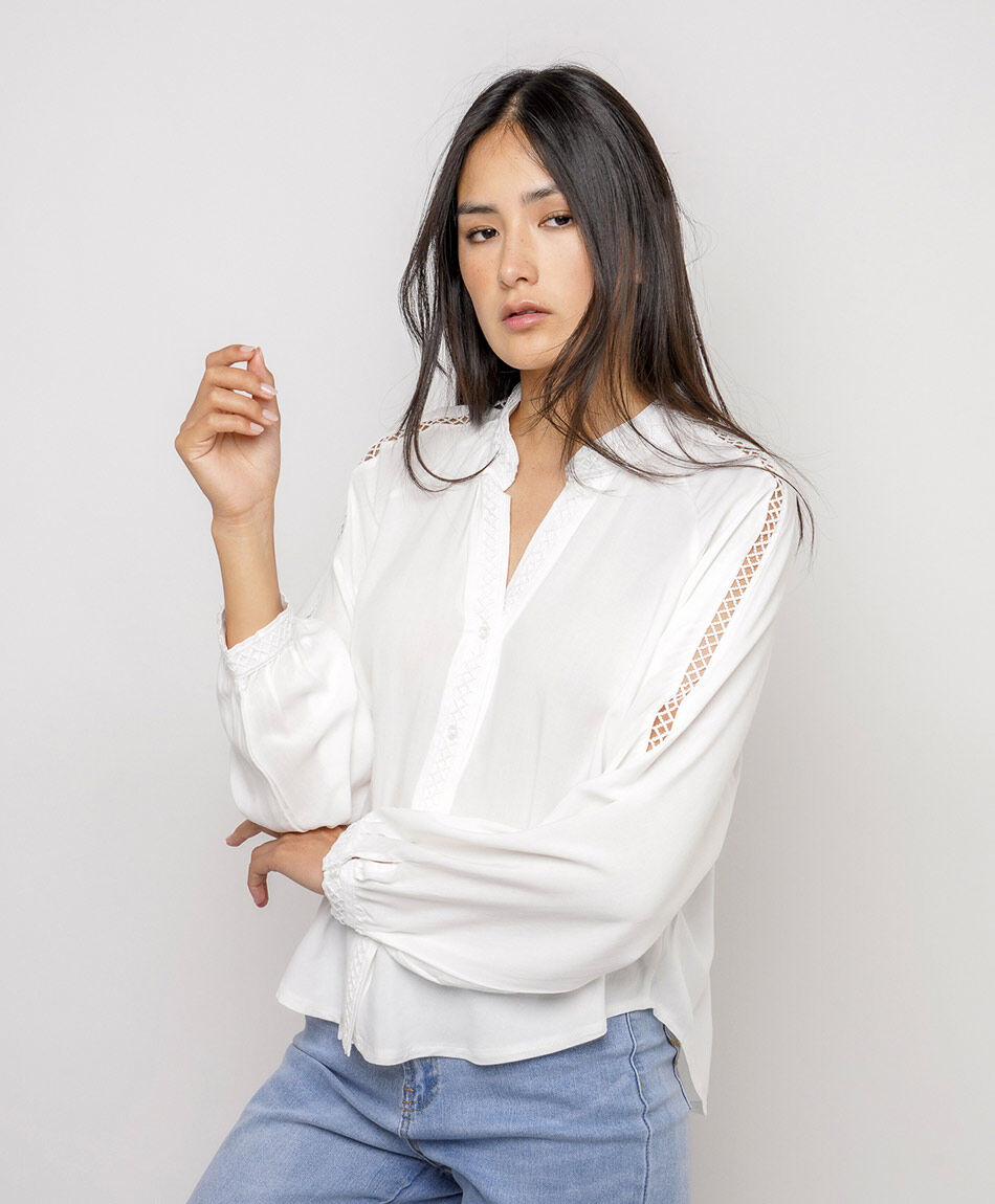Blusa mujer manga larga encaje