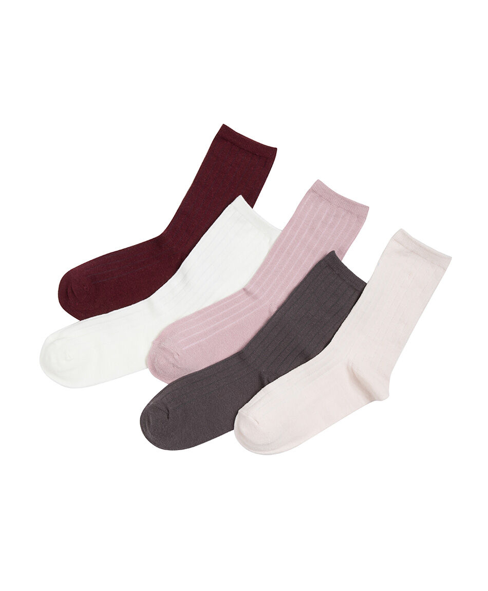 Pack 5 calcetines mujer acanalados