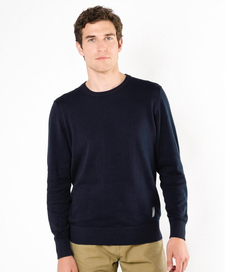 Sweater hombre liso b&aacute;sico azul