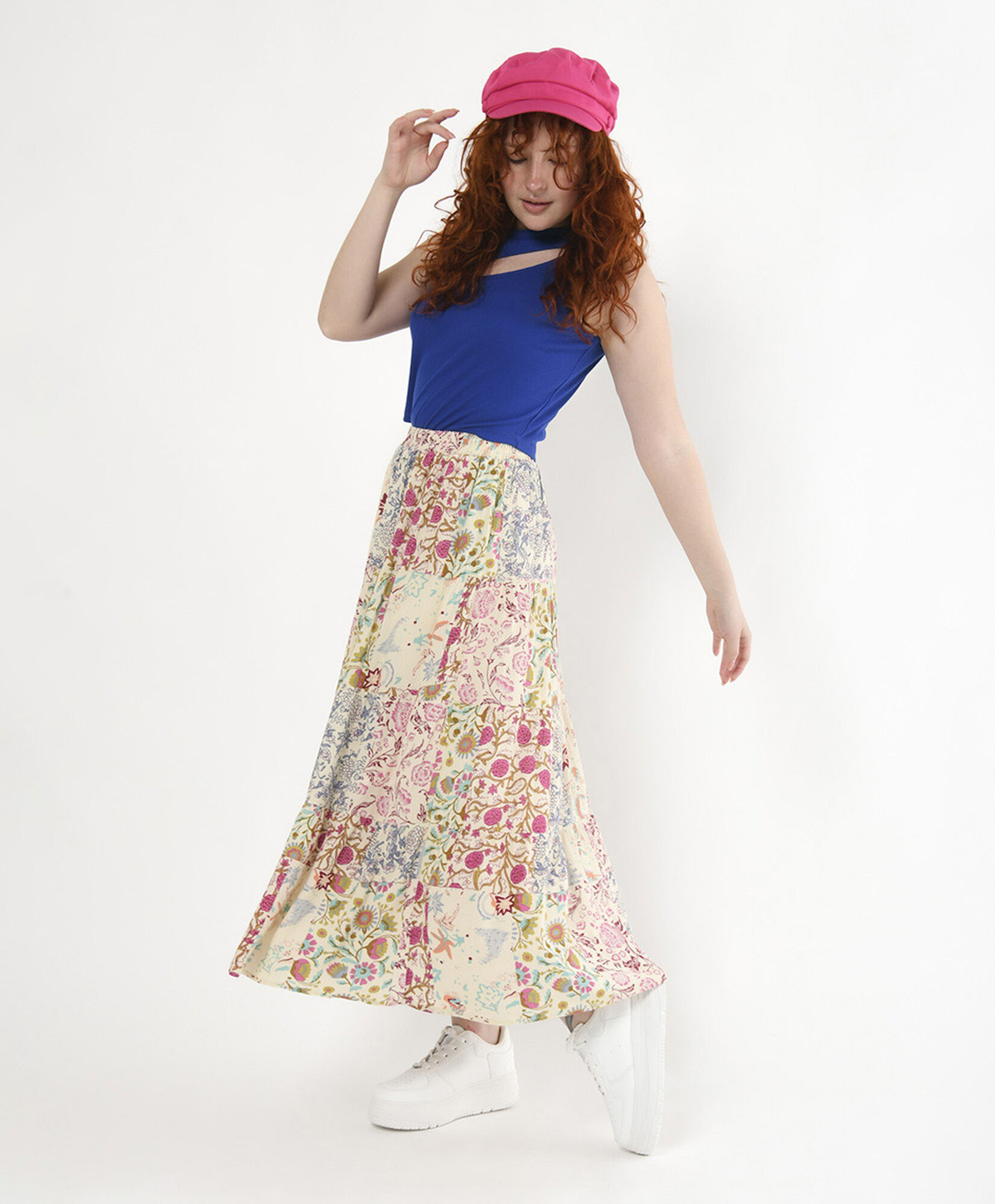 Falda larga mujer floral patchwork Falda larga mujer floral patchwork