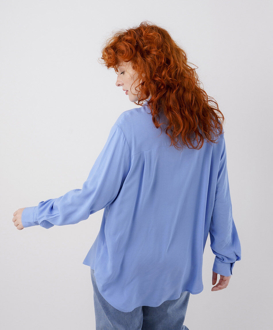 Blusa mujer camisera azul