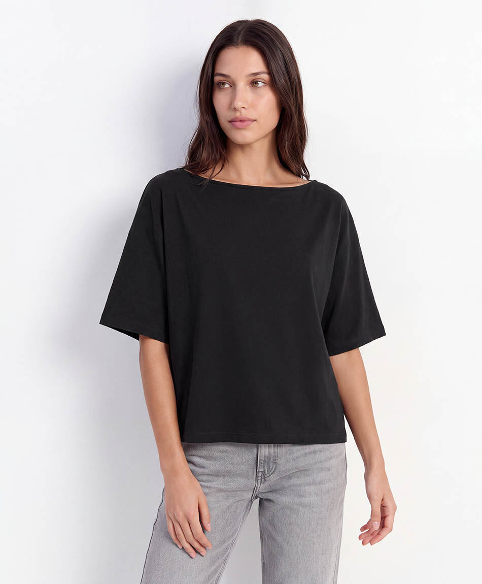 Polera mujer lisa cuello bote