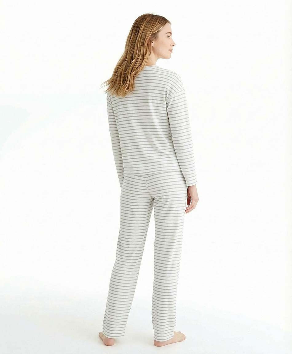 Pijama mujer micropolar cuello botones