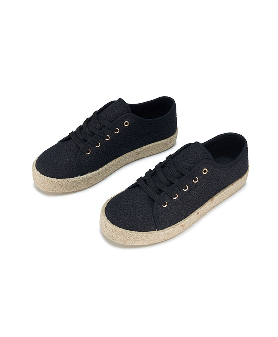 Zapatilla mujer rafia negra