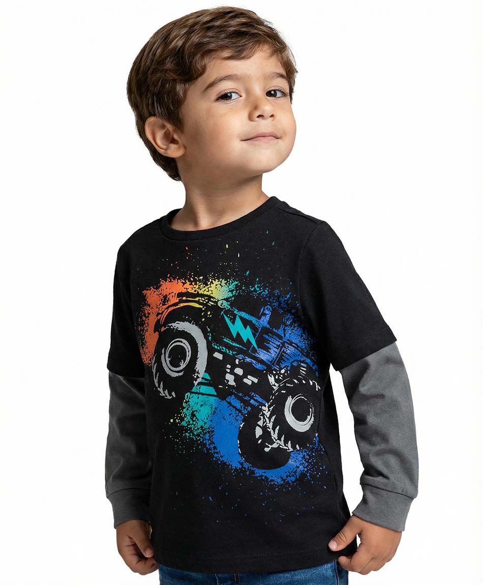 Polera beb&eacute;  estampado monster truck