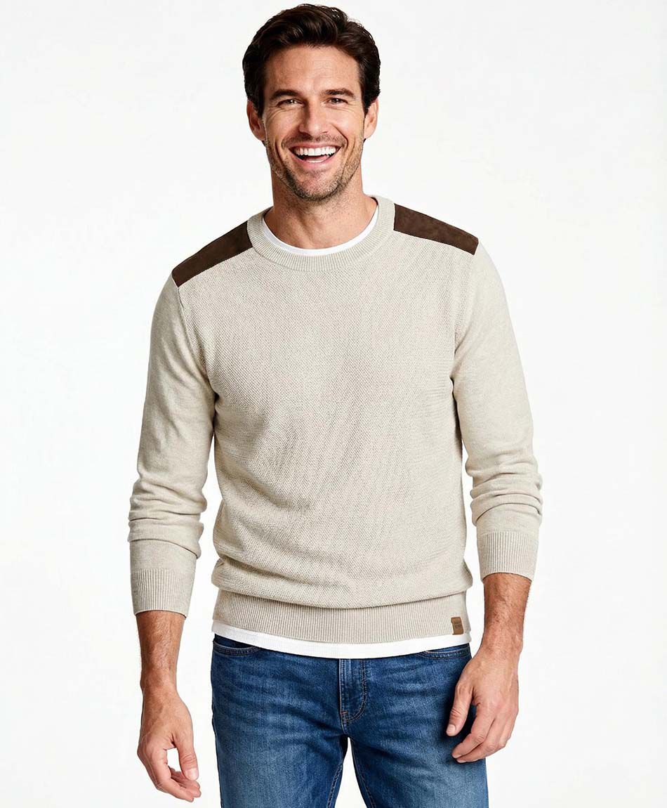 Sweater hombre parches en hombros