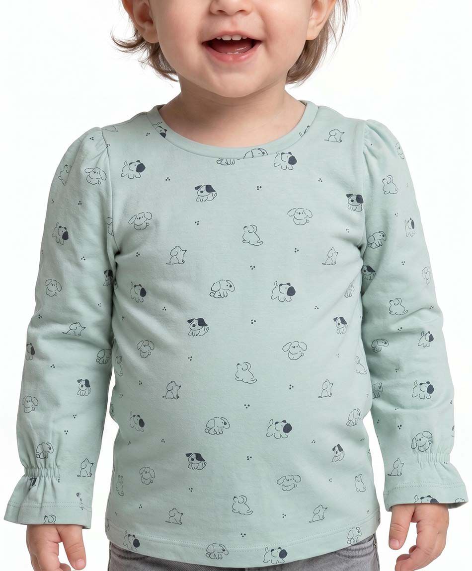 Polera beb&eacute; manga larga perritos