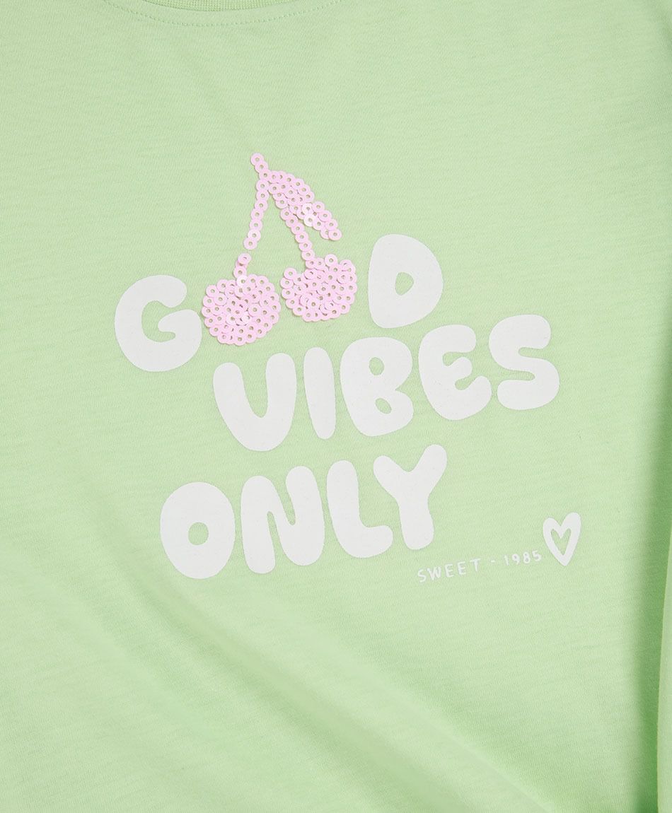 Polera ni&ntilde;a good vibes nudo